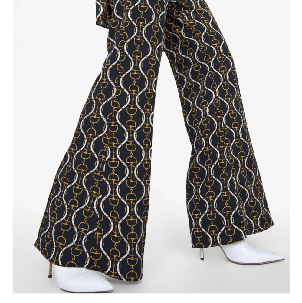 Zara Flared Chain Print Pants - Picture 2 of 6